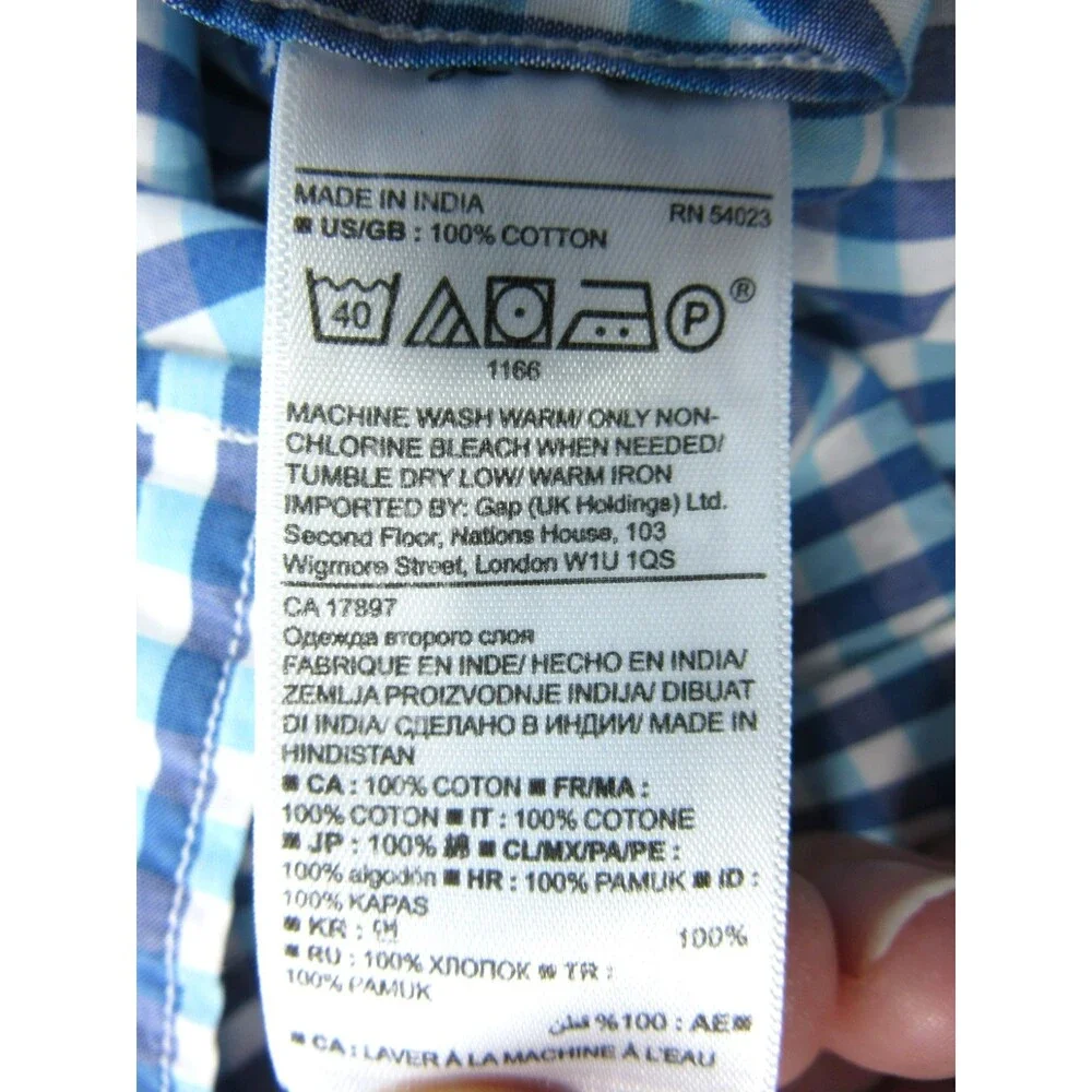 Banana Republic Shirt Mens Large Camden Fit Plaid Blue Long Slv Buttoned Down